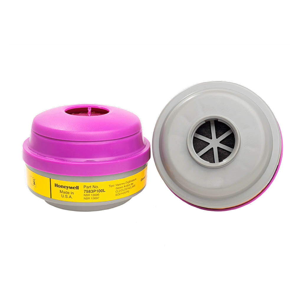 Filtro para Mascarilla Combinado Vapores Orgánicos, Gases Ácidos y P100 | Honeywell 7583P100L