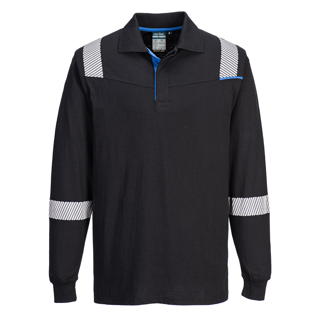 Flame-resistant long-sleeved polo shirt