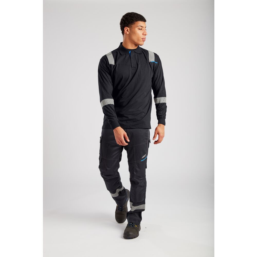 Flame-resistant long-sleeved polo shirt