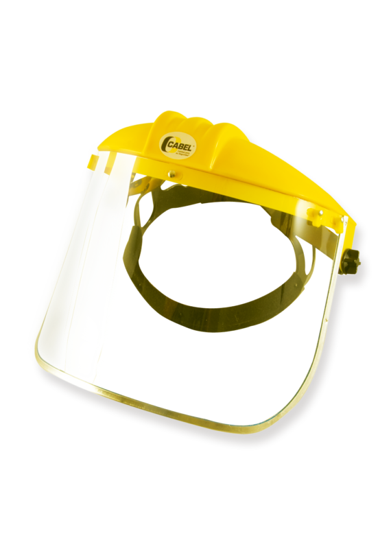 Wide face shield with Cabel frame